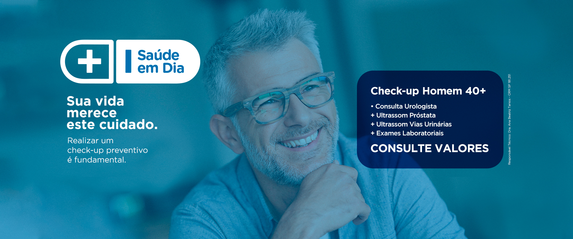 7416F WEB BANNER DESKTOP CHECK UP HOMEM 40+ ACESSO SAÚDE 1920X801PX