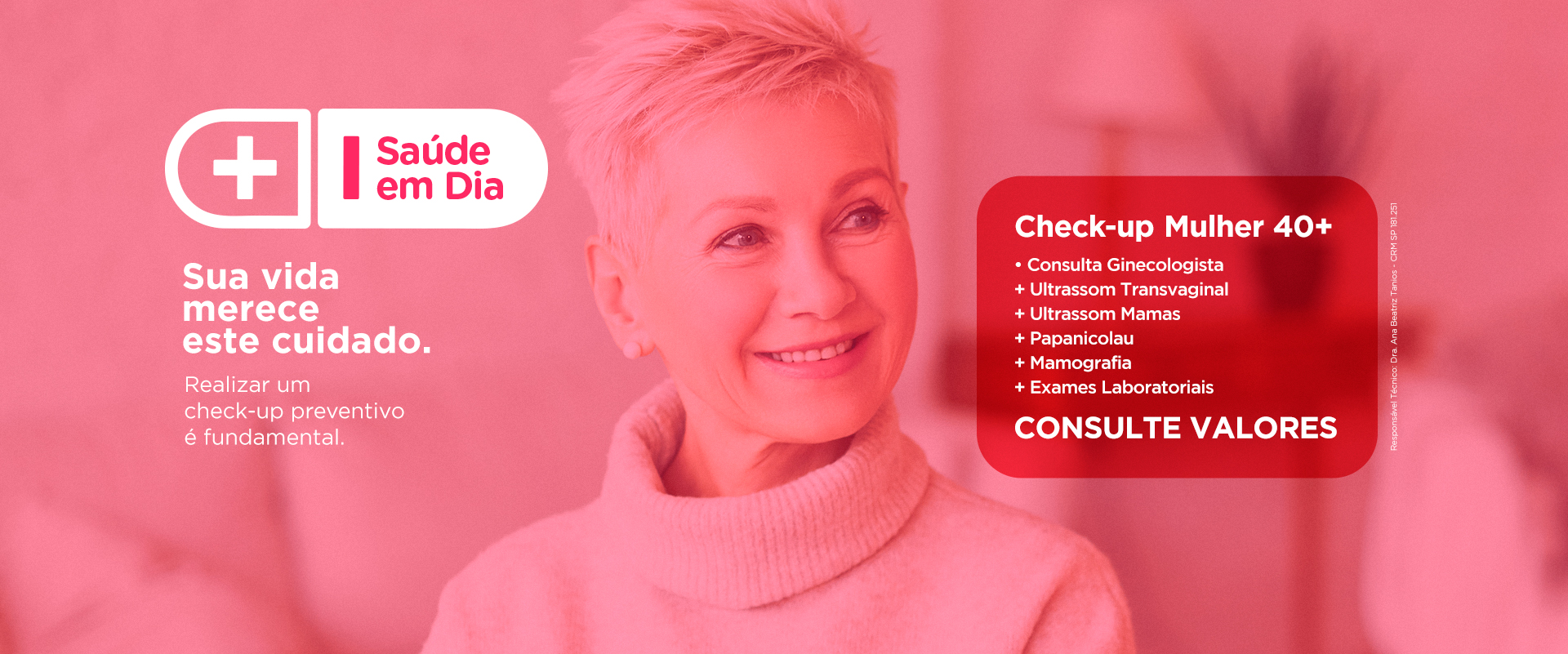 7416F WEB BANNER DESKTOP CHECK UP MULHER 40+ ACESSO SAÚDE 1920X801PX